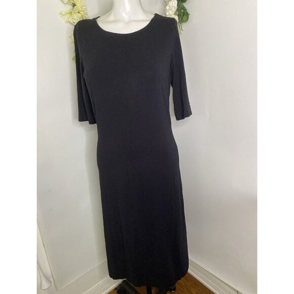 Diane Von Furstenberg Women Scoop Neck Short Sleeve Midi Dress Black Size Large - Picture 9 of 16